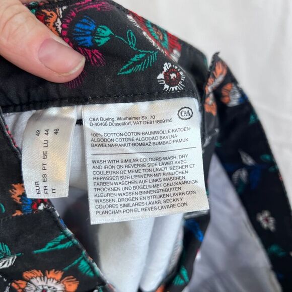 Yessica The Short Black Floral Print 100% Cotton Casual Shorts Size 10 - Picture 3 of 8